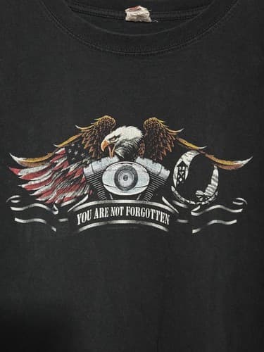 Anvil POW MIA You Are Not Forgotten T Shirt Mens Large Black Graphic Tee - Thumbnail 2