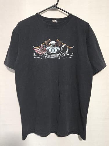 Anvil POW MIA You Are Not Forgotten T Shirt Mens Large Black Graphic Tee