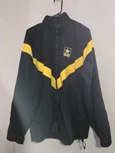 US Army APFU Physical Fitness Jacket Large Black Gold Training Coat VGC R36r