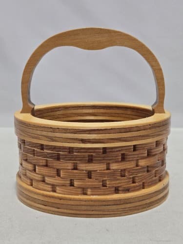 Handmade Wooden Slotted Basket Rustic Storage Caddy Organizer Decor VGC #S12s