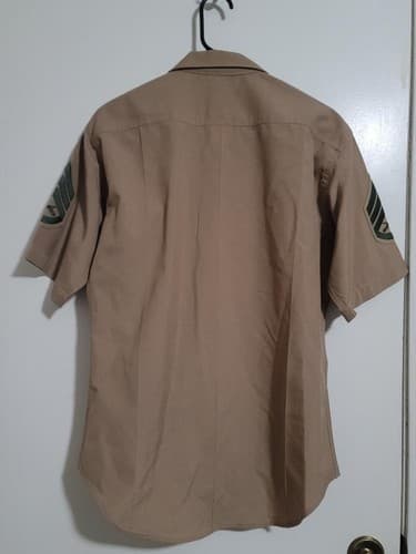 DSCP Marine Mens Poly/Wool Khaki Short Sleeve Shirt Size: (16) #61z - Thumbnail 2