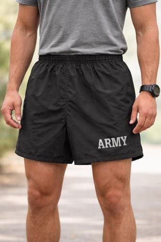 Lot 4 US Army PT PFU Shorts Trunks Black/Silver No Tags See Measurements - Thumbnail 2