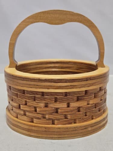 Handmade Wooden Slotted Basket Rustic Storage Caddy Organizer Decor VGC #S12s - Thumbnail 2