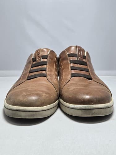 Kizik Men's Lima Leather Slip-On Sneakers Brown Hands-Free Comfort Size 12 #DC52