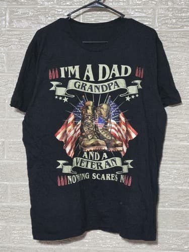 Veteran Grandpa Graphic T Shirt Mens XL Black Short Sleeve Casual Pre-Owned
