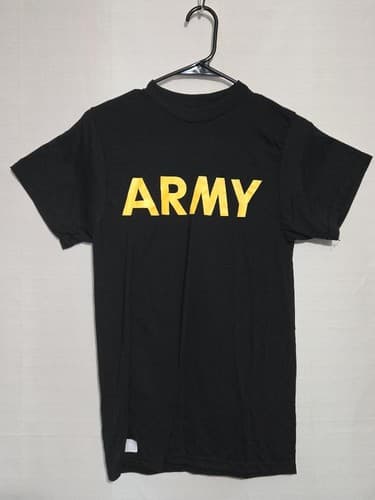 US Army APFU Shirt Lot Medium Short & Long Sleeve PT Uniform Black Gold VGC - Thumbnail 4