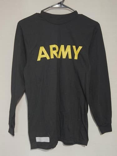 US Army APFU Shirt Lot Medium Short & Long Sleeve PT Uniform Black Gold VGC - Thumbnail 2
