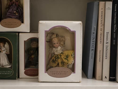 Vintage Collectible Doll Keychain Ornament Miniature Porcelain Style w/ Box