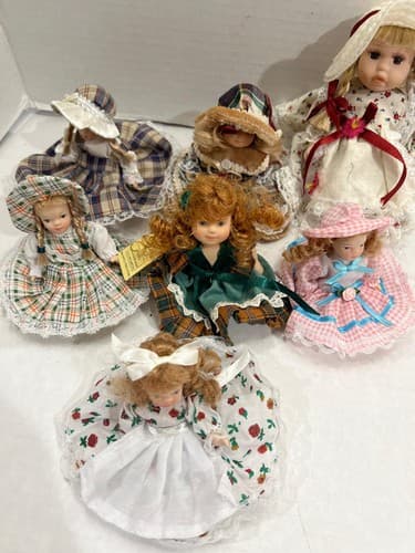 Lot 7 Vintage Mini Porcelain Dolls Victorian Fancy Friends Baby Collectibles