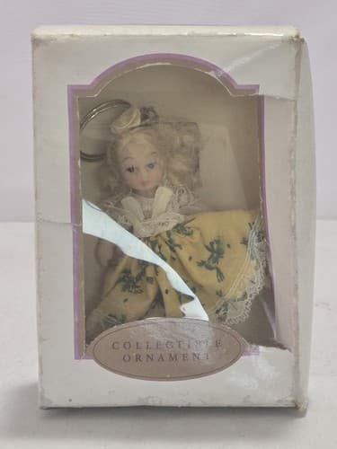 Vintage Collectible Doll Keychain Ornament Miniature Porcelain Style w/ Box - Thumbnail 2