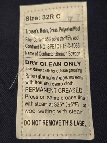 US Army ASU Dress Blue Trousers Men’s 32R Poly/Wool Army Blue 451 #K38k - Thumbnail 3