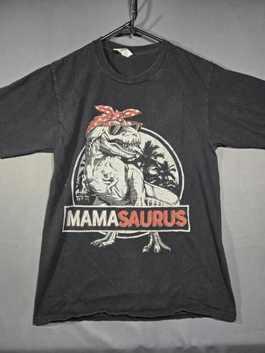Mamasaurus Graphic T-Shirt Black Funny T-Rex Mom Tee Women's Size Small #R59r - Thumbnail 2