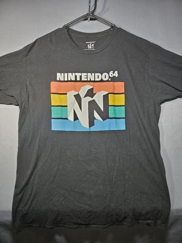 Nintendo 64 N64 Logo Retro Gaming Graphic T-Shirt Black Men's XL #R56r - Thumbnail 2