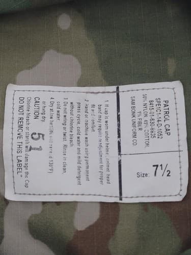 US Army Patrol OCP Cap Size: (7 1/2) NSN: 8415-01-630-8935 #B10b - Thumbnail 6