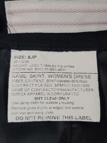 ASU Women's Dress Skirt Blue Service Uniform Size: (8/JP) #43z - Thumbnail 3