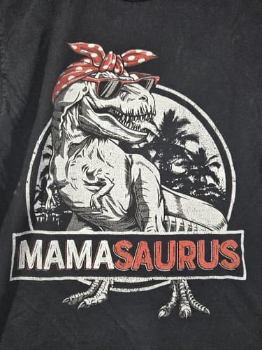 Mamasaurus Graphic T-Shirt Black Funny T-Rex Mom Tee Women's Size Small #R59r - Thumbnail 5