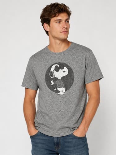 Peanuts Snoopy "Joe Cool" Men’s Gray Graphic T-Shirt Heathered Size Large #R55r