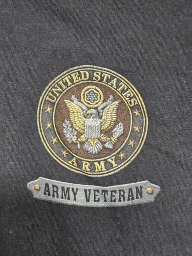 Bayside US Army Veteran Graphic T-Shirt Black Made In USA Men's Medium #R60r - Thumbnail 5