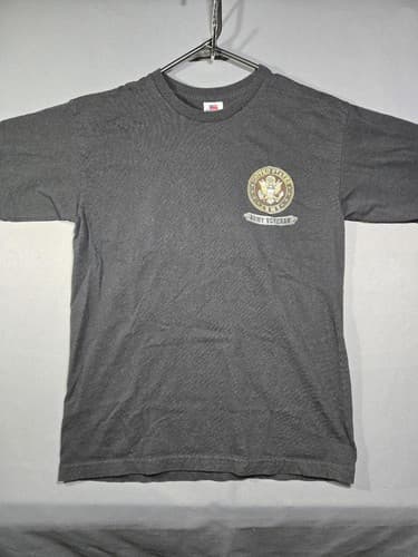 Bayside US Army Veteran Graphic T-Shirt Black Made In USA Men's Medium #R60r - Thumbnail 2