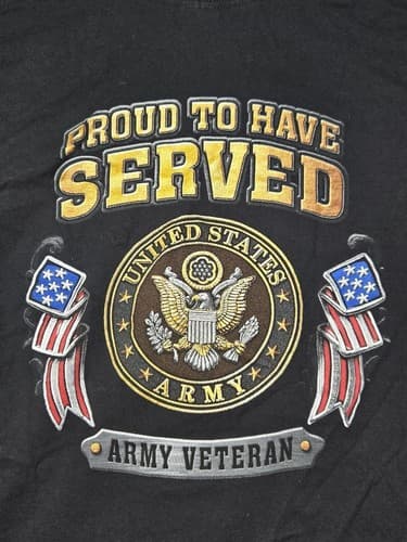 Bayside US Army Veteran Graphic T-Shirt Black Made In USA Men's Medium #R60r - Thumbnail 7