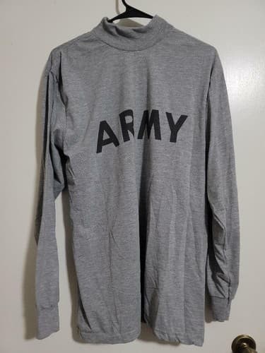 Official US Army PT Shirt Long Sleeve Gray Physical Training Mens Large #A59a