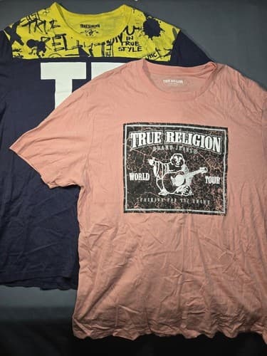 True Religion Men's Graphic T-Shirt Lot of 2 Navy & Pink Sizes XL & 3XL #R54r