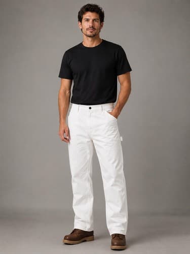 Genuine Dickies Men's Utility Work Pants White Relaxed Fit Straight Leg 44x30