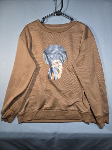 Afro Girl Graphic Long Sleeve T-Shirt Chocolate Brown Size Medium #S127s - Thumbnail 2