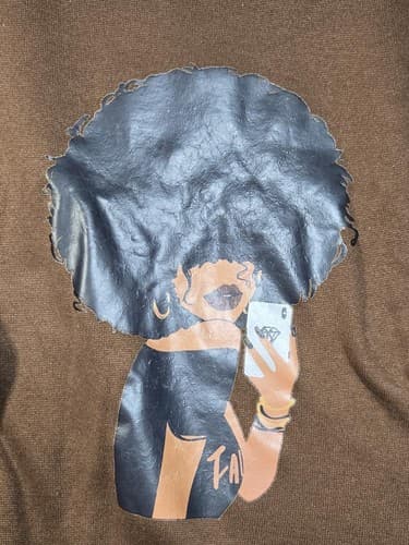 Afro Girl Graphic Long Sleeve T-Shirt Chocolate Brown Size Medium #S127s - Thumbnail 5