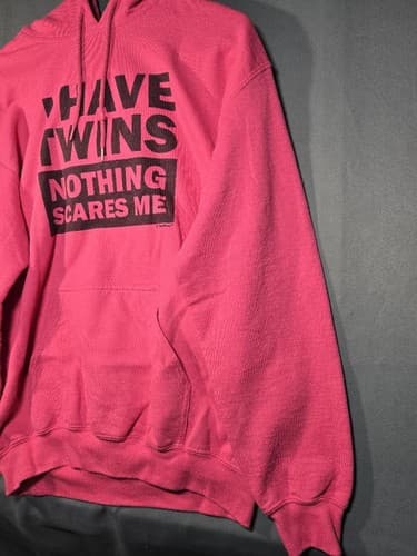 I Have Twins Nothing Scares Me Funny Mom Hoodie Pink Pullover Women’s M #S34s - Thumbnail 4