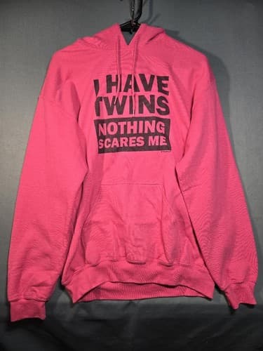 I Have Twins Nothing Scares Me Funny Mom Hoodie Pink Pullover Women’s M #S34s - Thumbnail 2