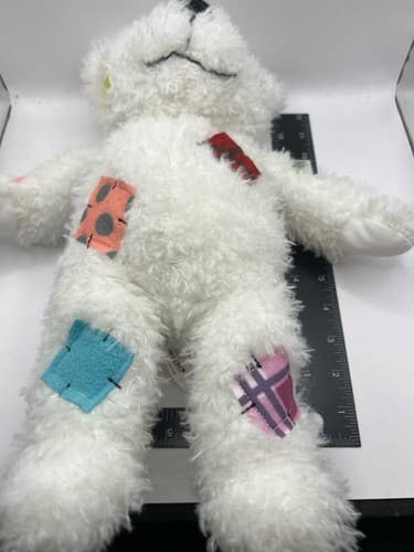 Comfort Crew Cuzzie White Patchwork Teddy Bear Soft Plush 15"