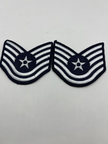USAF Technical Sergeant TSgt E-6 Large Color Chevron Patches Pair Free Ship - Thumbnail 2