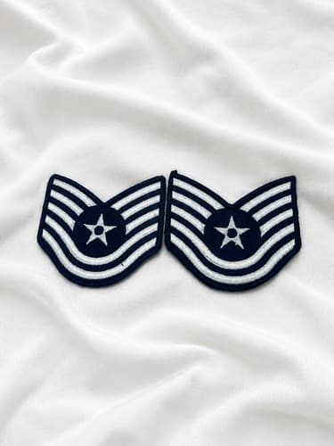 USAF Technical Sergeant TSgt E-6 Large Color Chevron Patches Pair Free Ship
