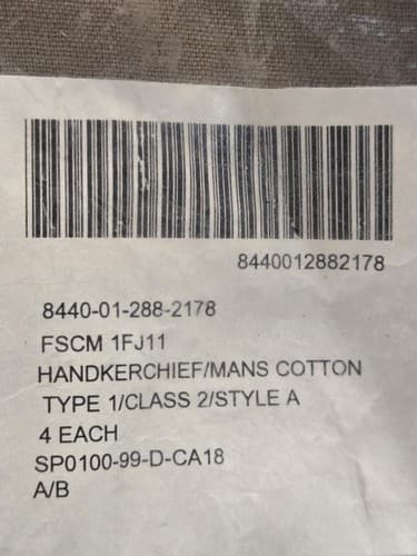 Military Brown Cotton Handkerchiefs NSN:8440-01-288-2178 #L2l - Thumbnail 3