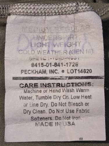 Medium/Regular - Undershirt Light Weight Cold Weather NSN:8415-01-641-1728 #K62k - Thumbnail 3