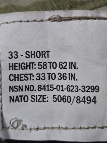 OCP Multicam Jacket 33/Short NSN:8415-01-623-3299 #L56l - Thumbnail 7
