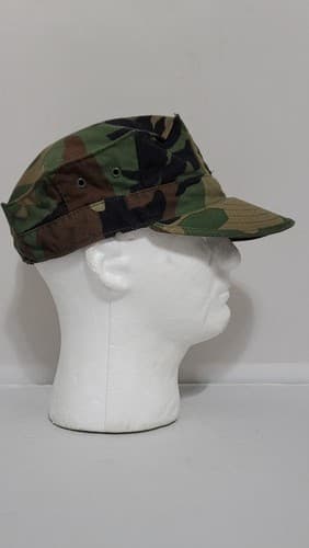US Navy Woodland Camo Utility Cover Hat PO2 Rank 8-Point Cap – Size: (Large) - Thumbnail 2