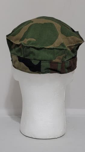 US Navy Woodland Camo Utility Cover Hat PO2 Rank 8-Point Cap – Size: (Large) - Thumbnail 3
