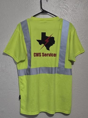 OccuNomix Class 2 Hi-Vis Safety Shirt Reflective Tape CWS Services Yellow L - Thumbnail 2