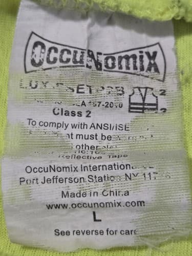 OccuNomix Class 2 Hi-Vis Safety Shirt Reflective Tape CWS Services Yellow L - Thumbnail 3