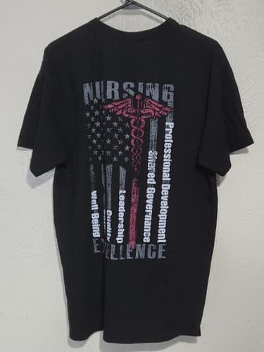 Gildan DryBlend Nursing Graphic T-Shirt Large Black Medical Army Nurse Tee - Thumbnail 2