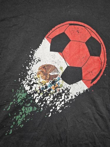 Mexico National Football Team Flag Soccer Ball Graphic Tee Men's Sz Medium #S72t - Thumbnail 5