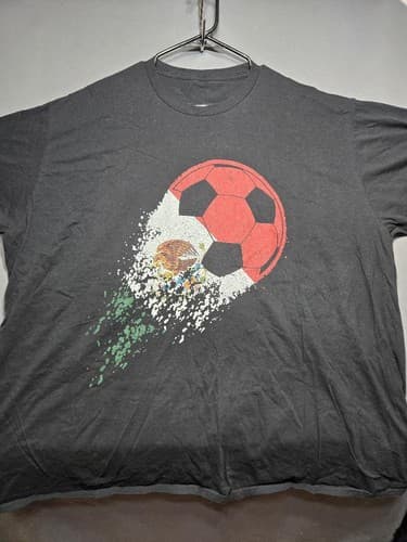 Mexico National Football Team Flag Soccer Ball Graphic Tee Men's Sz Medium #S72t - Thumbnail 2