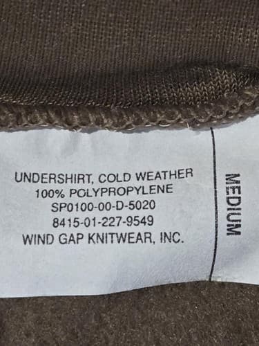 USGI Polypro Cold Weather Undershirt 1/4 Zip Medium Brown 8415-01-227-9543 #302D - Thumbnail 5