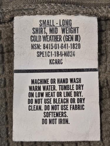 USGI ECWCS Gen III L2 Mid-Weight Grid Fleece Shirt S/Long NSN - Thumbnail 3