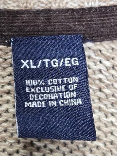 Chaps Men's Size XL Beige Marled Knit Button Mock Neck Sweater Cotton #S72t - Thumbnail 8