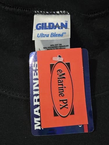 Gildan Marines USMC Crewneck Sweatshirt Mens Large Black Graphic Pullover VGC - Thumbnail 4