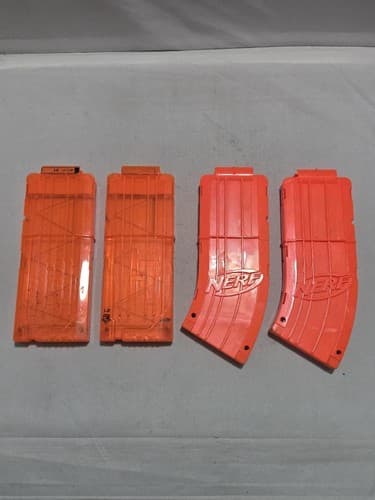 Lot of 4 Nerf Gun Magazines 12 Round & 10 Round Clips Orange Authentic #O23o
