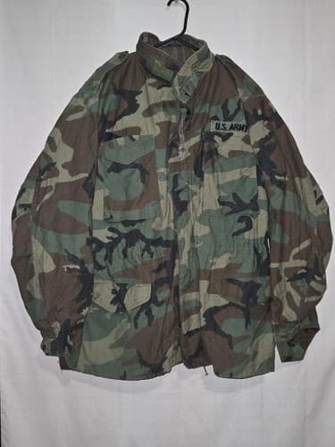 US Army M65 Field Jacket Woodland Camo Coat Large Long 8415-01-099-7839 VGC